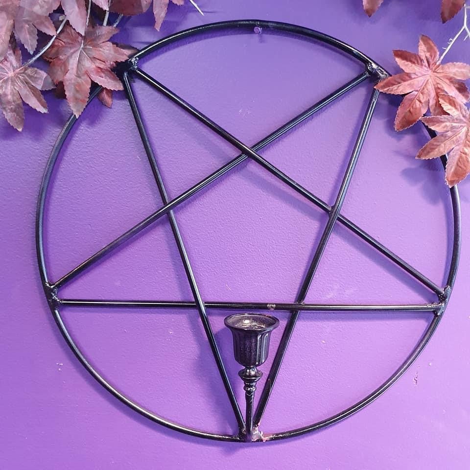Pentagram Pentacle Wrought Iron Candle Holder Wall Decor ALT CVLT pentagram-pentacle-wrought-iron-candle-holder-wall-decor-alt-cvlt