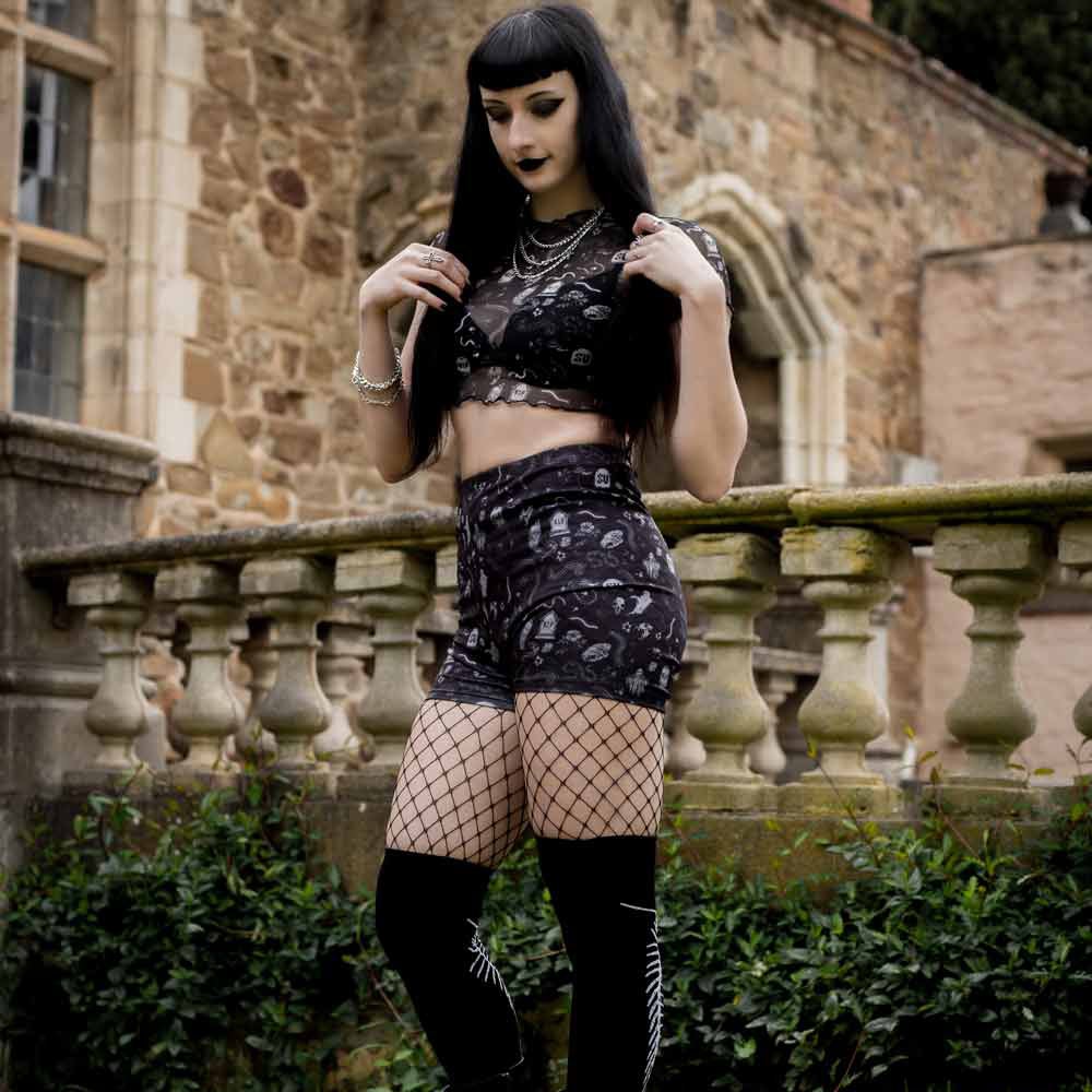 Goth booty shorts top